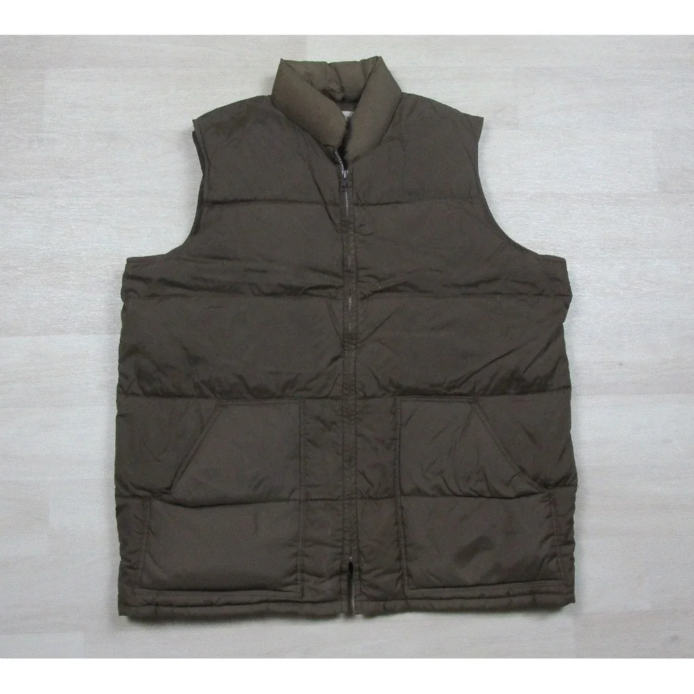 Vintage 70s Sears Western Prime Goose Down‎ Puffer Vest Mens (XL) Brown Outdoor